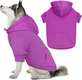 Dog Sweaters for Large Dogs Dog Hoodie Sweater Solid Soft Brushed Fleece Clothes Hoodie Sweatshirt with Pocket(Purple-XL)
