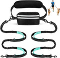 Hands Free Dog Leash with Pouch, Double Leash for Two Dogs, Retractable Bungee with Double Padded Handles, Waist Leash for Dog Walking, Running Leash for Dogs, Dog Walking Accessories