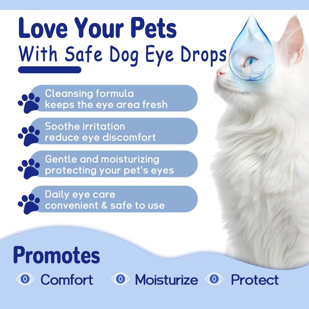 Eye Drops for Dogs & Cats, Natural Safe Dog Eye Drops-Soothe Itching Irritation & Discomfort, Dog Eye Infection Treatment, Pet Tear Stain Remover for Dogs Eye Wash Improving Eye Vision Clarity(2x50ML)