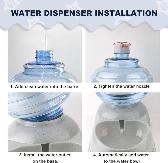 Water Dispenser Station for Large Dogs and Cats, 3 Gallon Large Capacity Gravity Automatic Water Feeder, Indoor Outdoor Dog Drinking Fountain, Dog Water Bowl for Multiple Pets, BPA Free