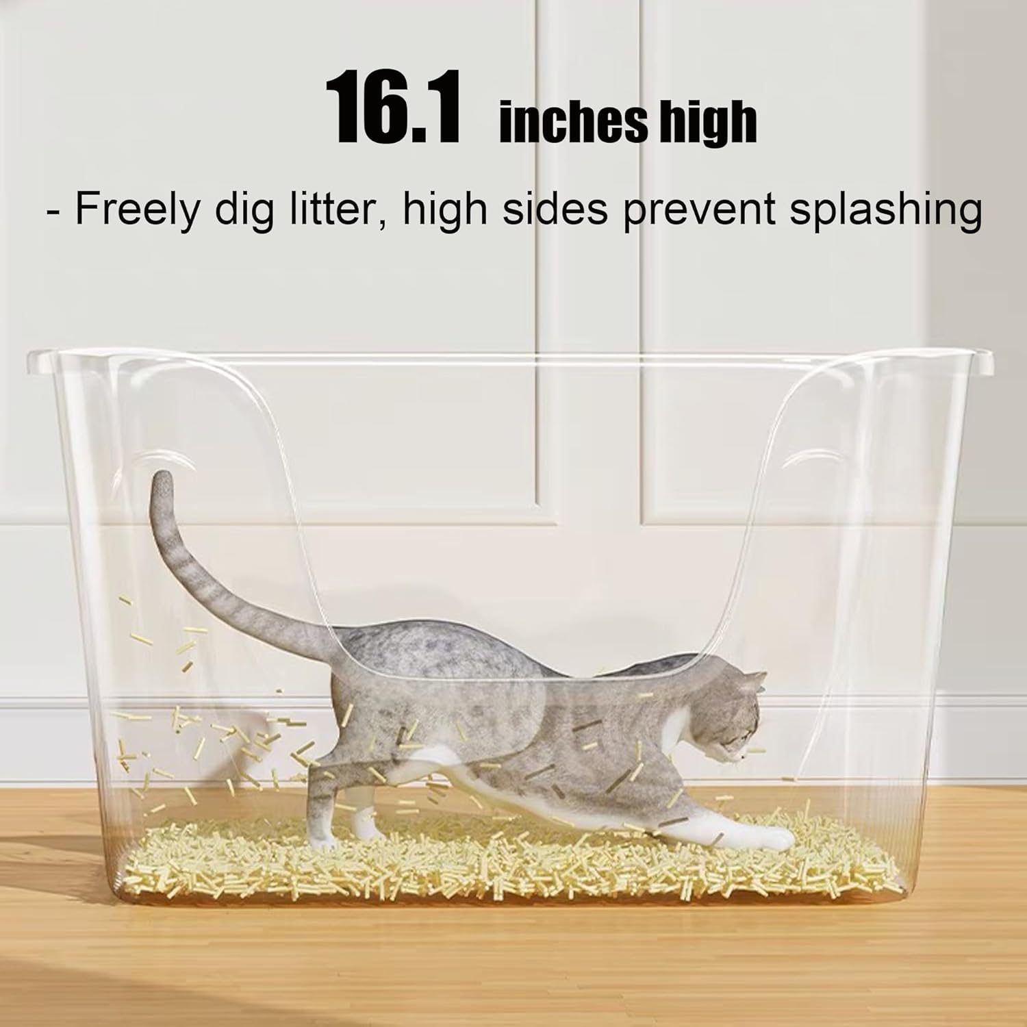 Vealind XXL Cat Litter Box 31''×21''×16'', Extra Large Litter Box for Big Cats or Multiple Cats, Jumbo High Sided Litter Pan, Leak-Proof & Anti-Splashing, Easy Clean & Durable (Green)