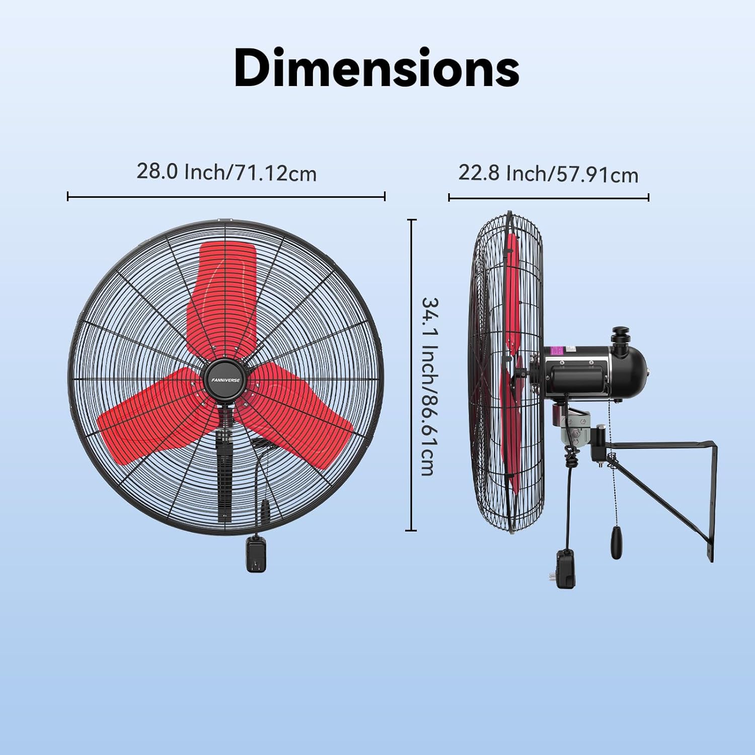 24 Inch 9500 CFM Waterproof Wall Fan Pro Series - Outdoor High Velocity Wall Mount Fan with Enclosed Motor for Residential, Warehouse, Patio, Shop, Garage, Barn UL Safety Listed