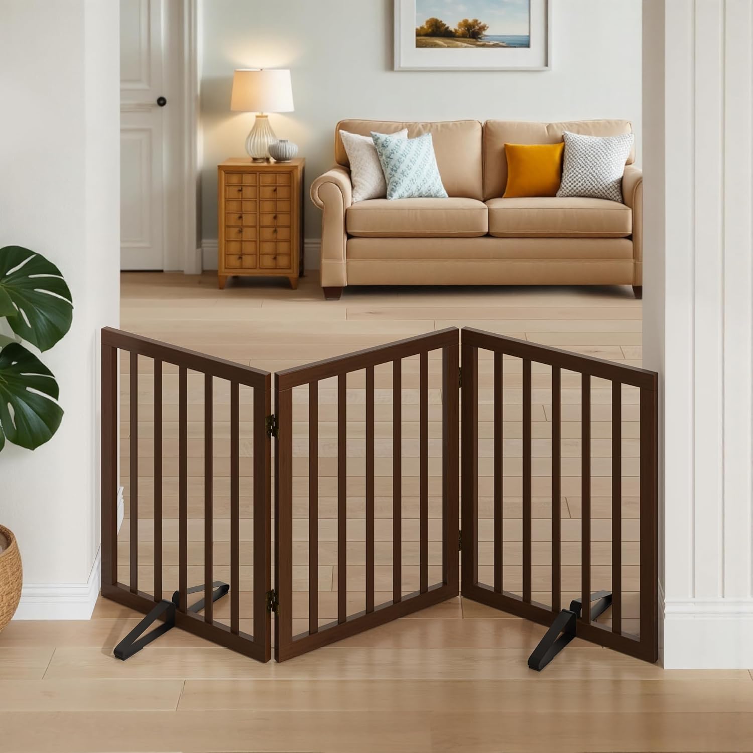 Dog Gate for Stairs,Foldable Dog Gate for Indoor Doorways House,Freestanding Pet Gates for Dogs,Doogie Puppy Fence Gate