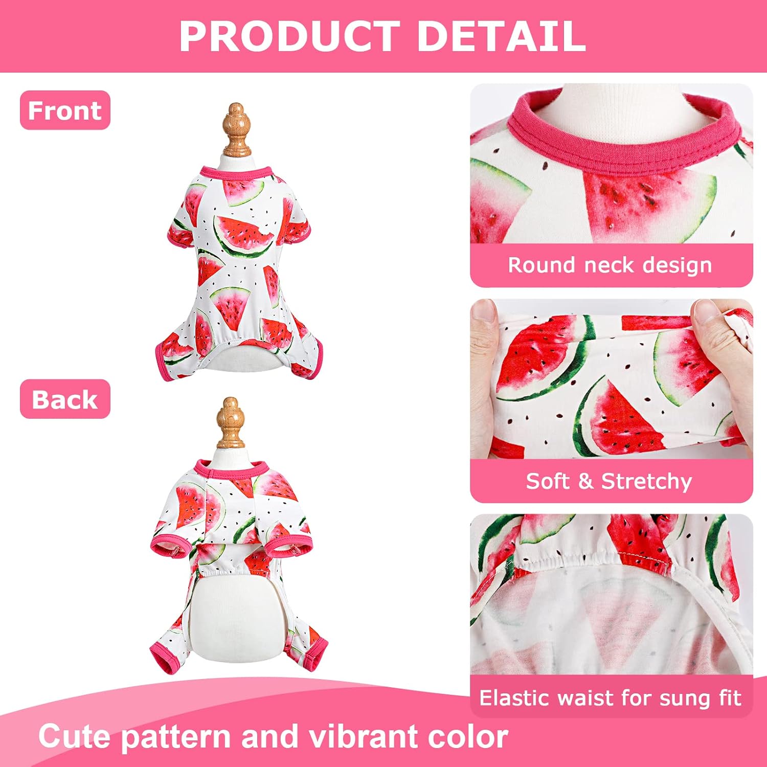 Dog Pajamas Pjs Summer Fall Dog Clothes for Small Dogs Girl - Boy - Medium Size Dogs, Soft Stretchy Puppy Clothes Doggie Onesies Cat Pet Jammies Outfit (Watermelon Red, Large)