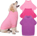 3 Pack Dog Sweaters for Large Dogs, Fleece Dog Sweater Large Pet Clothes Turtleneck Soft Warm Sweatshirt Boy Girl Pet(Pink+Hotpink+Purple,L)