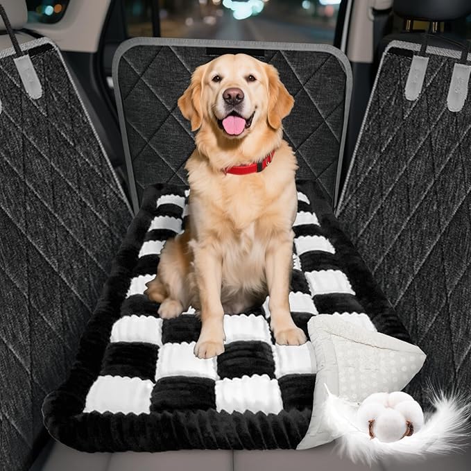 Thickened Dog Bed for Car Back Seat, Upgraded Bottom Non-Slip，Fits Hard Bottom car seat Cover for Dogs, Premium Mixed Color ，Dog Car Seat Cover