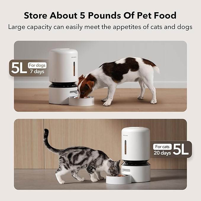 PETLIBRO Automatic Cat Feeder, 5G WiFi Automatic Dog Feeder with Freshness Preservation, 5L Timed Cat Feeders with Low Food Sensor, Up to 10 Meals Per Day, Granary Pet Feeder for Cats/Dogs