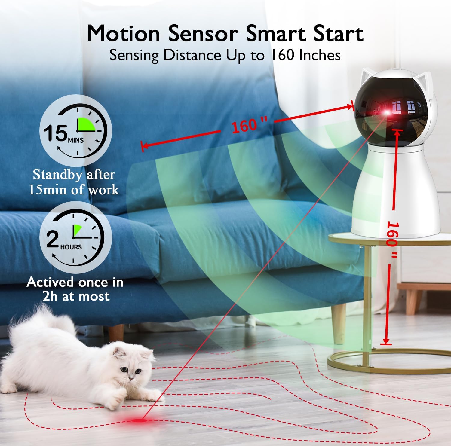 Cat Toys [2025 Newly Upgraded] Real Random Trajectory Rechargeable Motion Activated Cat Laser Toy Automatic,Interactive Cat Toys for Indoor Cats/Kitten/Dogs