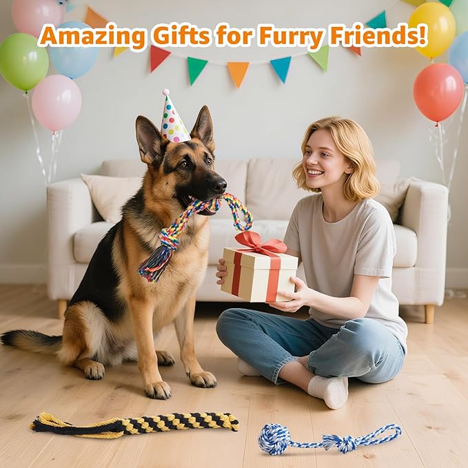 Heavy Duty Dog Rope Toys for Aggressive Chewers - 3 Packs Indestructible Cotton Dog Chew Toys for Small Medium Breed - Exercise Interactive Tug of War Dog Toy for Boredom, Teeth Clean(Miax Colors)