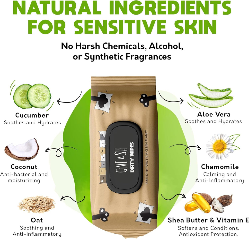 Lick-Safe Pet Wipes for Dogs & Cats - Vet-Approved & Hypoallergenic - Cleans Mud, Odors & Dander - Wipes for Paws, Face & Butt - 10% to Charity - Earth-Friendly & Unscented Cat Cleaning - Pack of 400