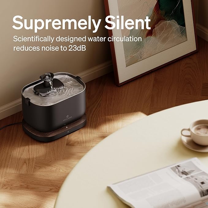 Bundle of PETLIBRO App Monitoring Cat Water Fountain with Wireless Pump + 4 Packs Genuine Replacement Filters, 2.5L/84oz Dockstream Pet Water Fountain for Cats Inside, Auto Cat Water Dispenser Dog