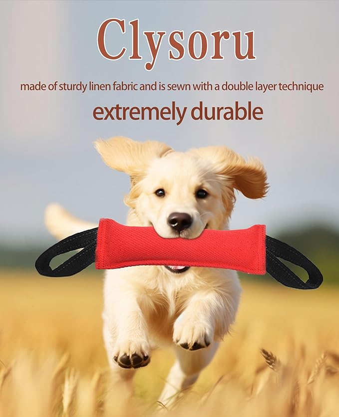 Clysoru Dog Tug Toy Double Pack Tough Jute Bite Pillow Training Equipment Puppy to Large Dogs Interactive