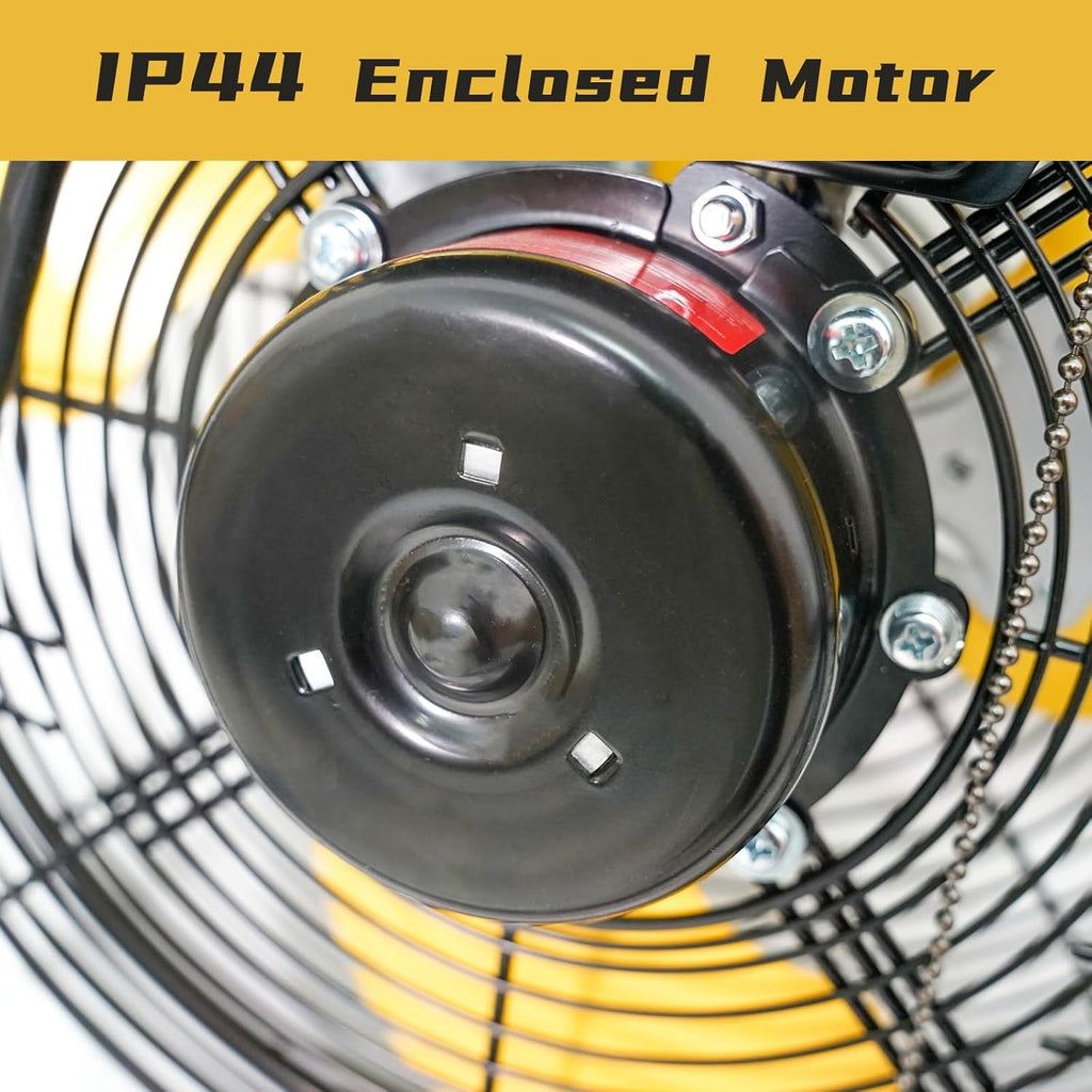 HiCFM 2500 CFM 12" Industrial Wall-Mounted Fan, 3-Speeds High Velocity Wall fans with IP44 Enclosure Motor for Barn, Garage, Warehouse, Greenhouse and Commercial Use, 2 Pack