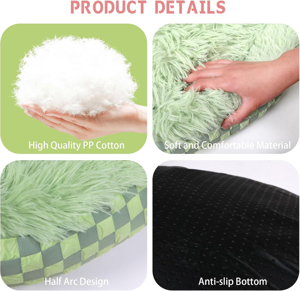 Cat Bed Hooded Plush Nest with Self-Warming Cozy Cave, Calming Anti-Anxiety Pet Bed for Indoor Cats & Small Dogs, Removable Washable Cover & Waterproof Bottom - Green