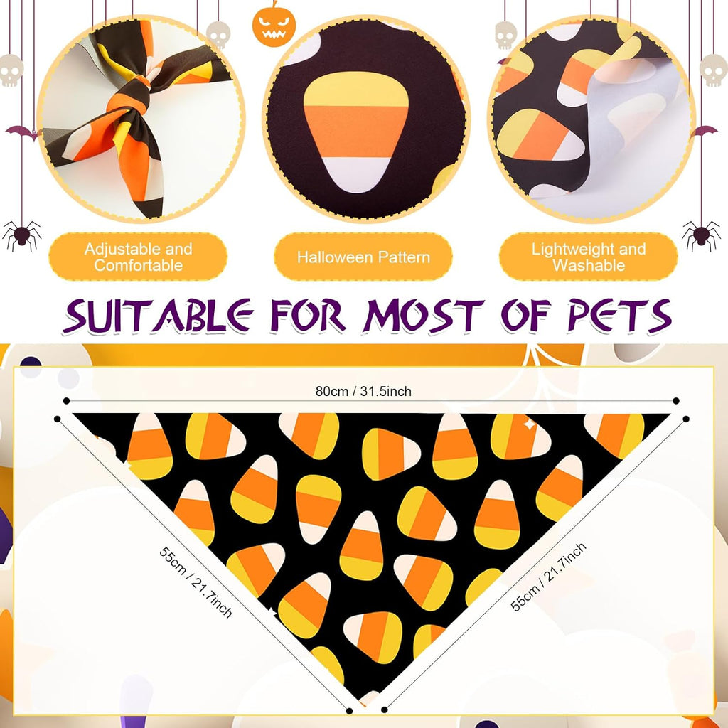 Abbylike 100 Pcs Halloween Dog Bandanas Bulk Pumpkin Bandanas for Dogs Triangle Kerchief Bibs Scarf Set for Pet Halloween Costume Photo Props Accessories Pet Shops, 25 Styles (31.5 x 21.7 x 21.7)