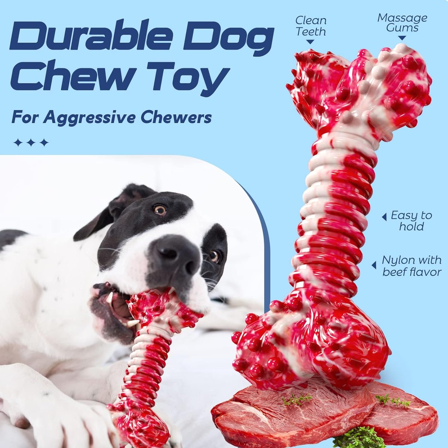 SHARLOVY Dog Chew Toys for Aggressive Chewers, 5 Pack Indestructible Dog Toys for Large Breed, Cotton Rope Toys, Tough Bone Chew for Aggressive Chewers Large Breed