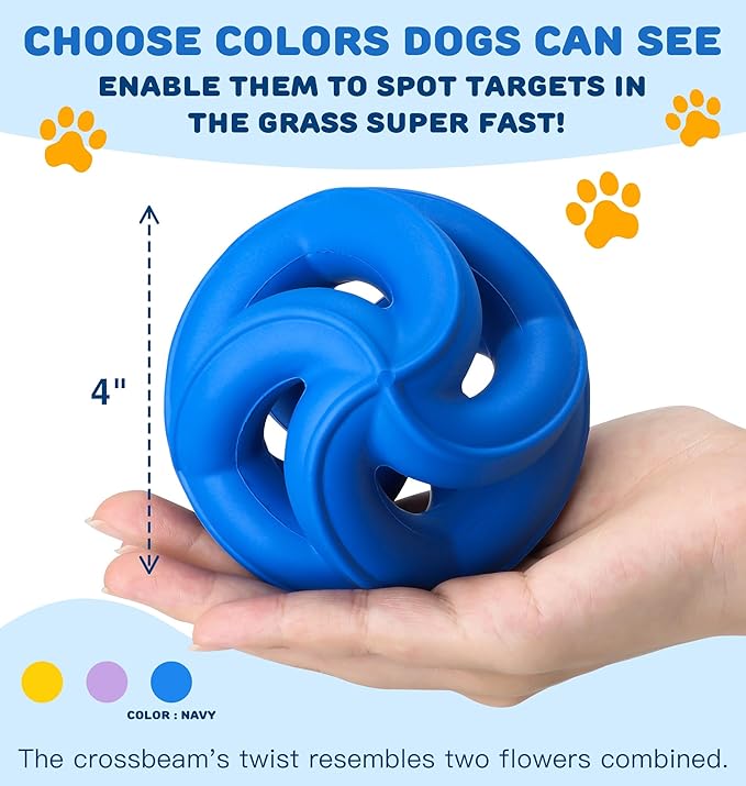 Indestructible Dog Toys,Dog Toys for Aggressive Chewers -Durable & Non-Toxic Natural Rubber,Dog Chew Toys,Dishwasher Safe, Interactive Dog Chew Toys for Small Medium Large Breed Dogs,Navy