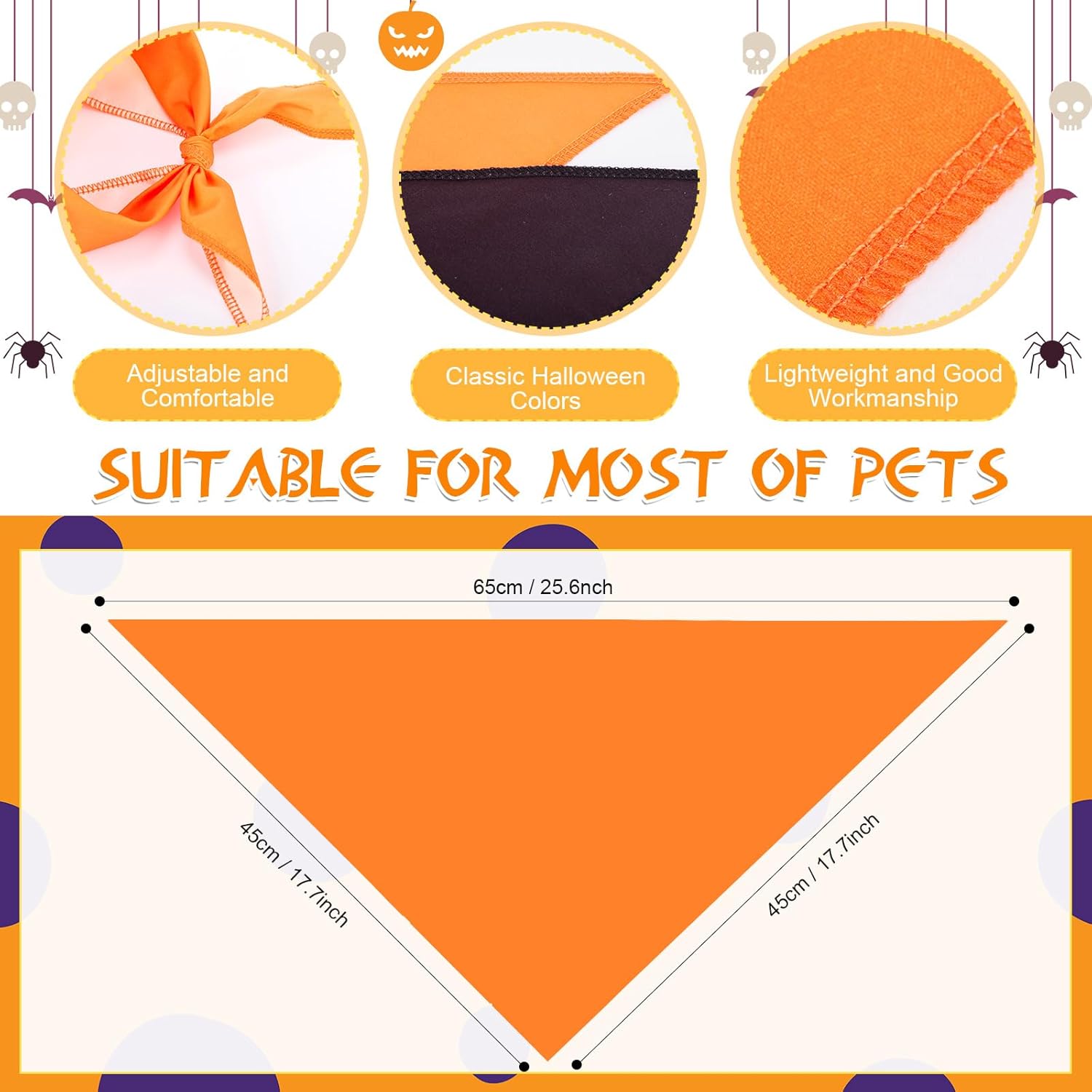 48 Pcs Halloween Blank Dog Bandanas Bulk Sublimation Plain Bandanas for Dogs Heat Transfer Personalized DIY Triangle Bibs Scarf Set for Pets Halloween Costume Photo Props Accessories Pet Shops