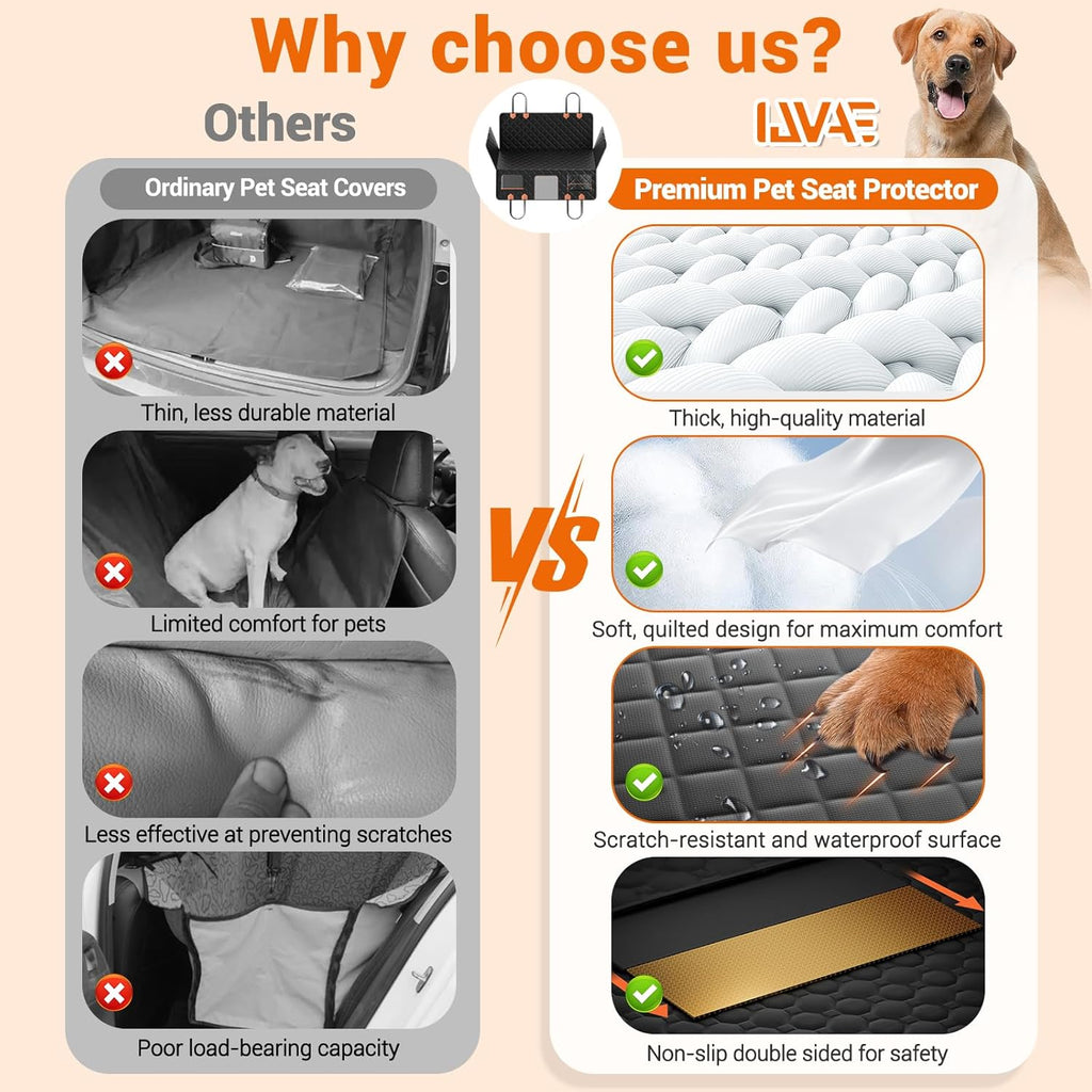 Back Seat Extender for Dogs Hard Bottom Holds 500lbs,Waterproof Dog Car Seat Cover for Back Seat, Truck-Large Space Dog Hammock for Truck