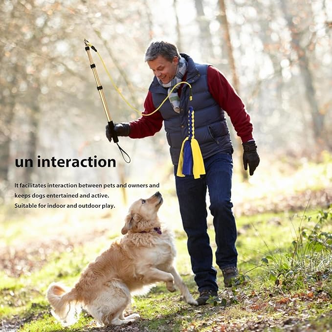 Sorandy Flirt Pole for Dogs Chase and Tug of War, Interactive Toys with Rope Lure Teaser Wand for Outdoor Training and Exercise, Teaser Stick for Small Medium Large Pets, 52 Inch