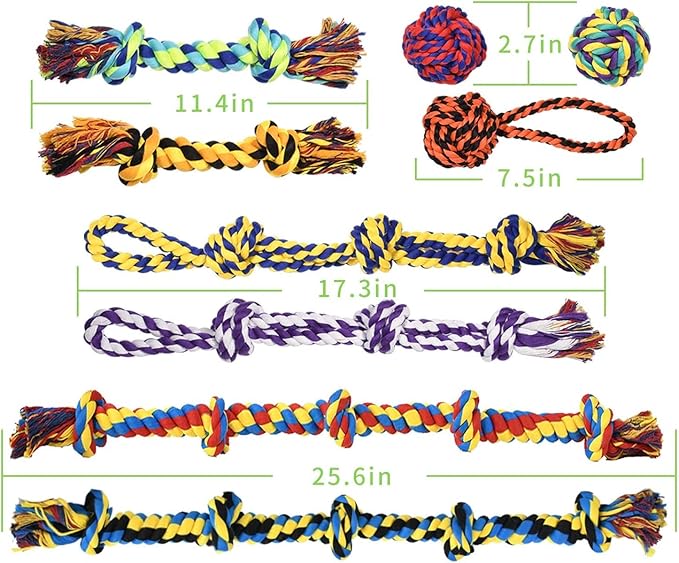 Indestructible Dog Rope Toys for Large Dogs & Aggressive Chewers, 9 Pcs Chew Toy Kit, Heavy Duty 5-Knot Cotton Rope Toys for Dental Health & Tug of War, Dog Teething Relief for Medium Large Breeds