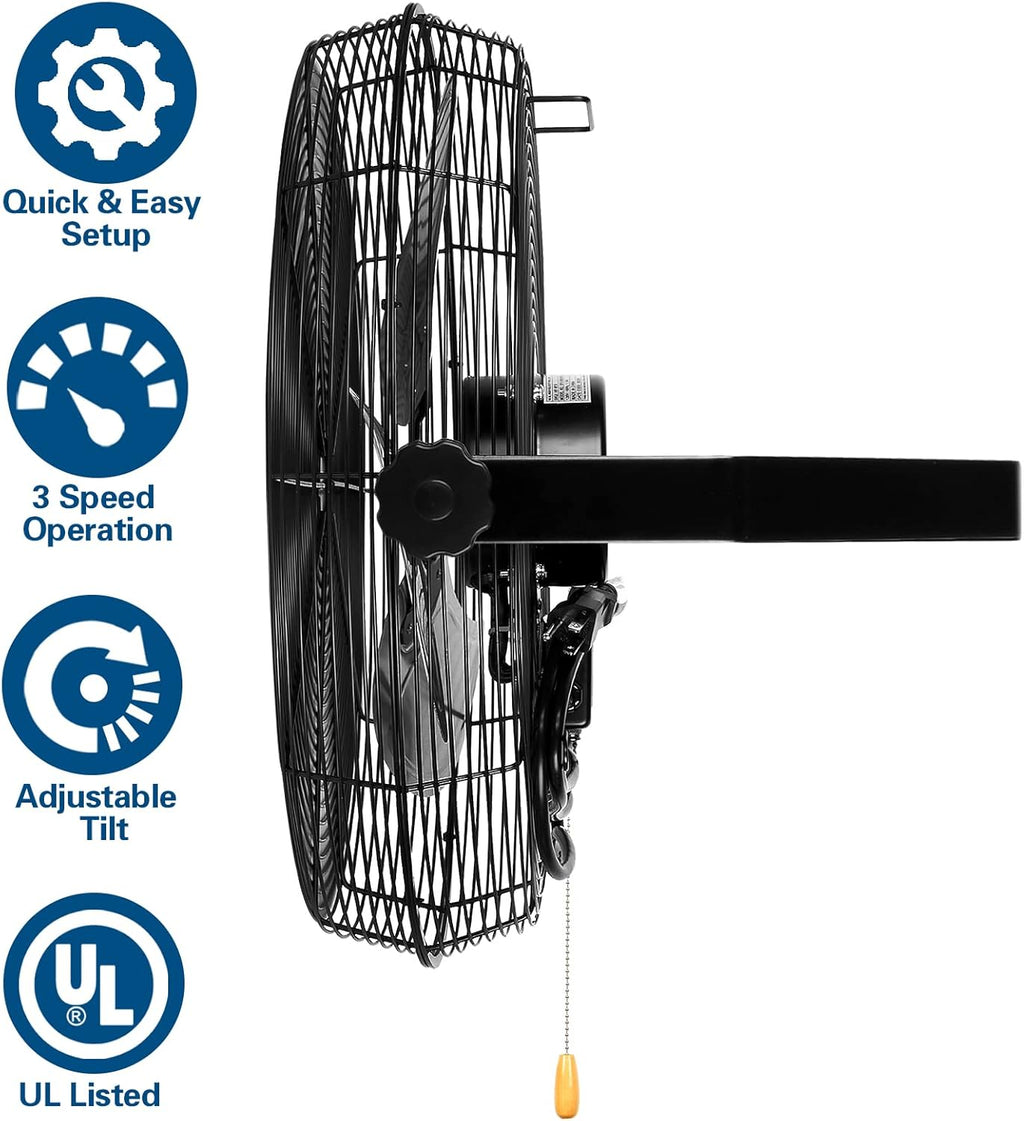 BILT HARD 20 inch Industrial Wall Fan, 4600 CFM, 3-Speeds High Velocity Wall Mount Fan with Sealed Motor, 2 Pack