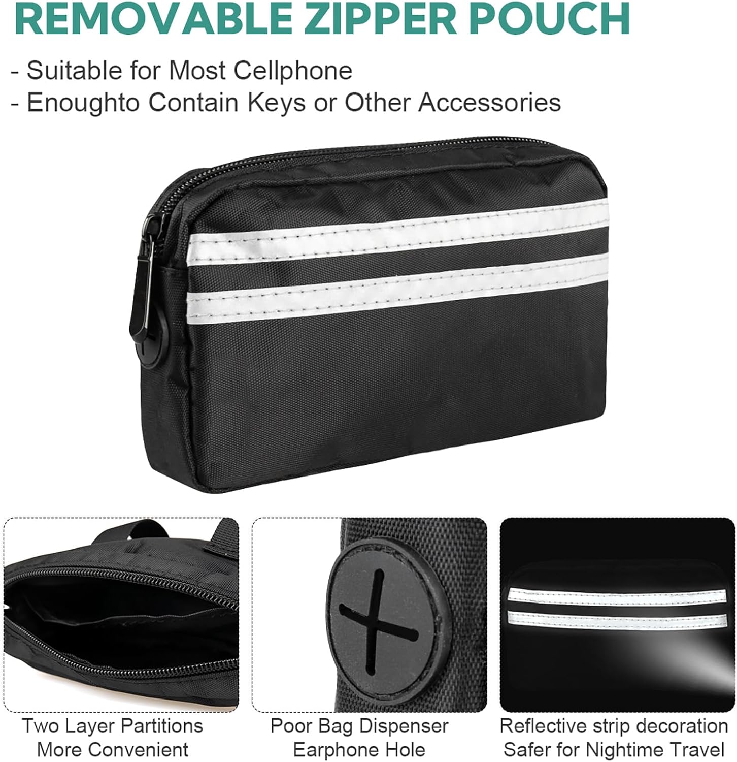 Hands Free Dog Leash, Retractable Bungee with Double Padded Handles, Waist Leash for Dog Walking, Heavy Duty for Large Dogs, Mint Green