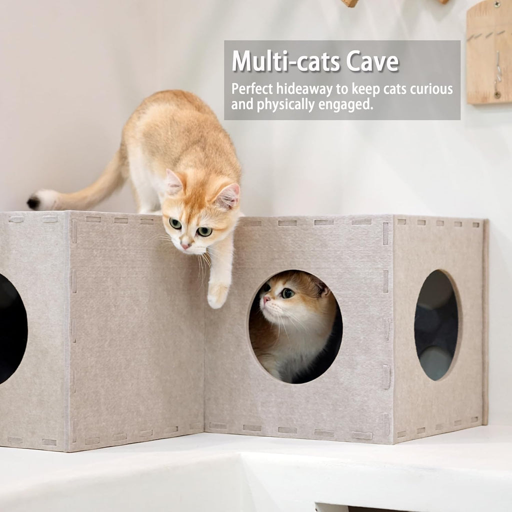 PETKARAY Cat Tunnel, Original Cat Hideaway Cave for Indoor Cats, Large Kitten Play Tubes and Tunnels, Soft Felt Cat Toy with Interactive Peek Hole