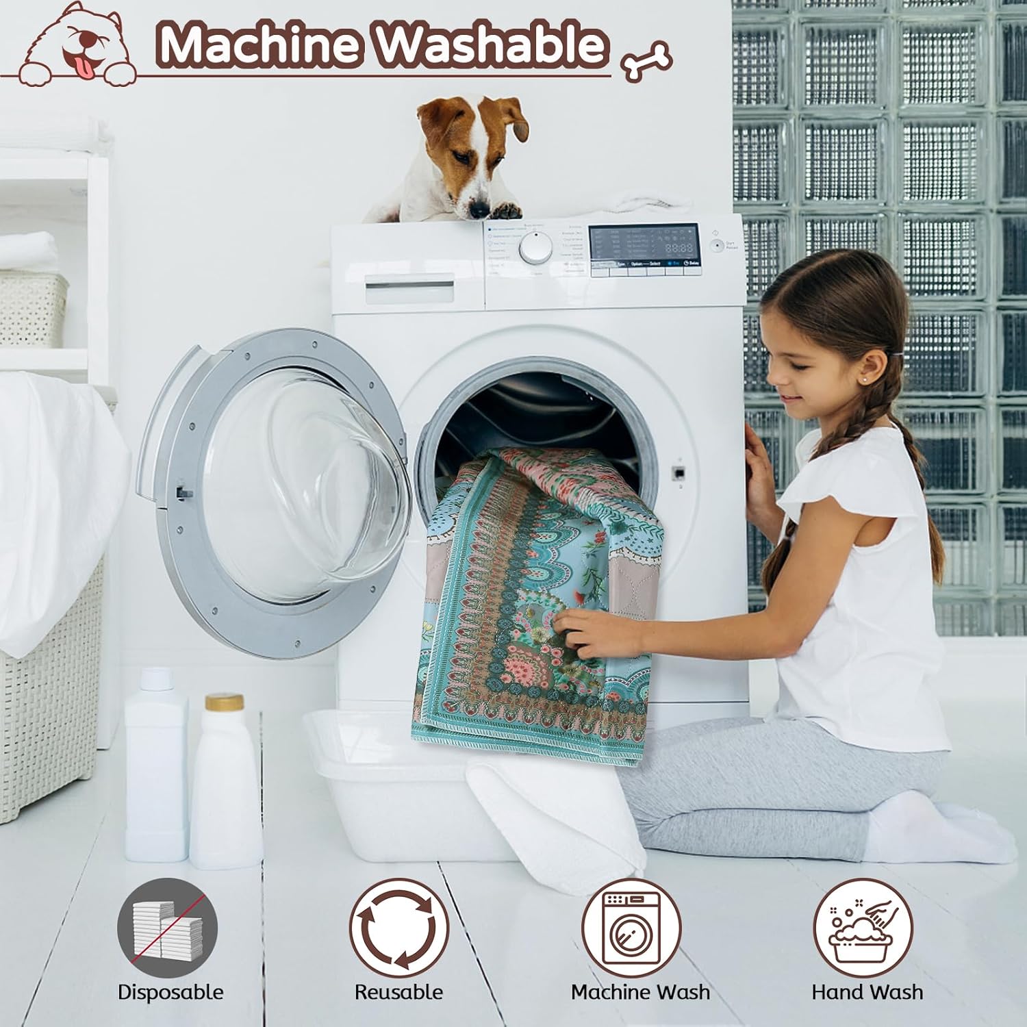 Washable Pee Pads for Dogs, 36"x41" 2 Pack Reusable Puppy Pads Pet Training Pads, Super Absorbent, 100% Waterproof Dog Pee Pads, Whelping, Housebreaking, Incontinence, for Playpen