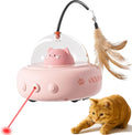 hooroor 2-in-1 UFO Laser Cat Toy – Automatic Motion with Feather, Rechargeable Smart Sensor Interactive Toy for Indoor Cats & Dogs, Fun Exercise & Play, Perfect Pet Gift