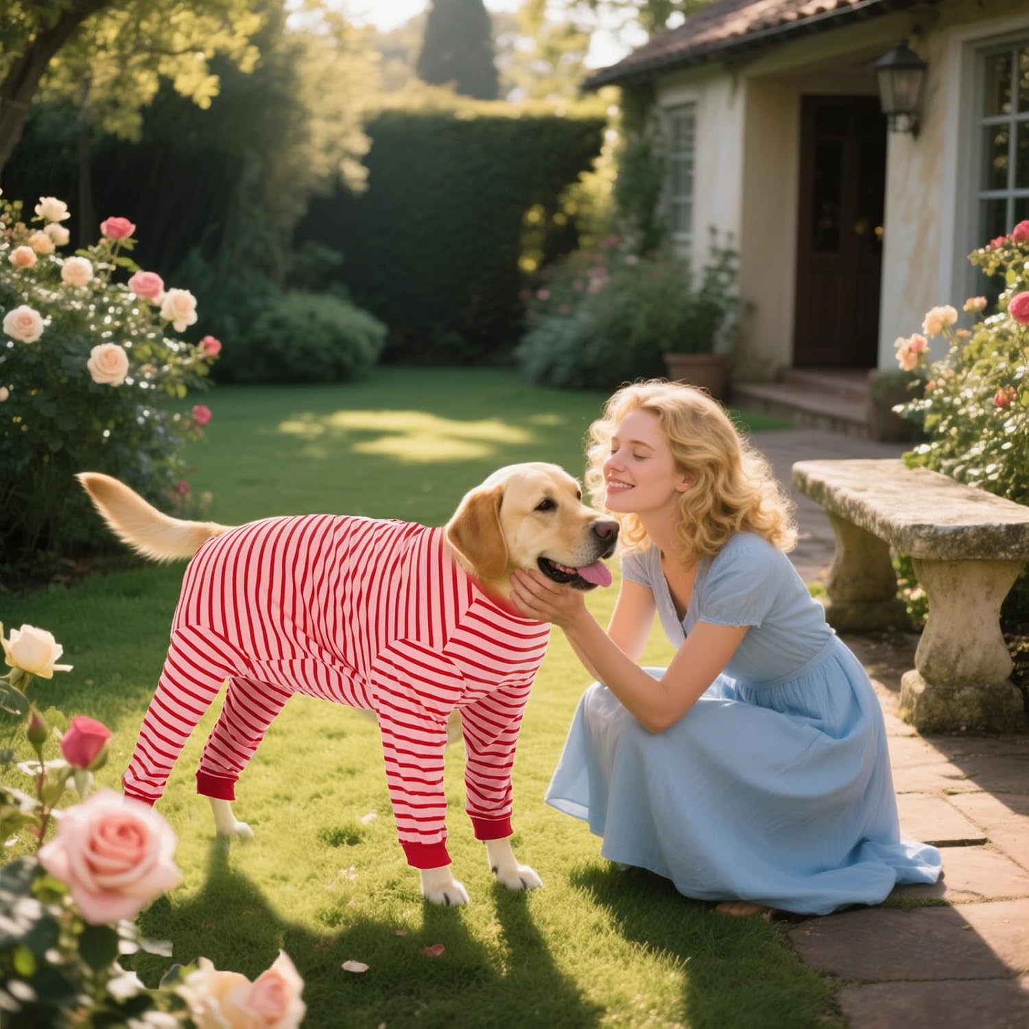 Yeapeeto Dog Onesie Surgery Recovery Suit for Large Medium Bodysuit Dogs Pajamas PJS Full Body for Shedding, Prevent Licking, Wound Protection, Cone Alternative… (Red Pink, 5XL)