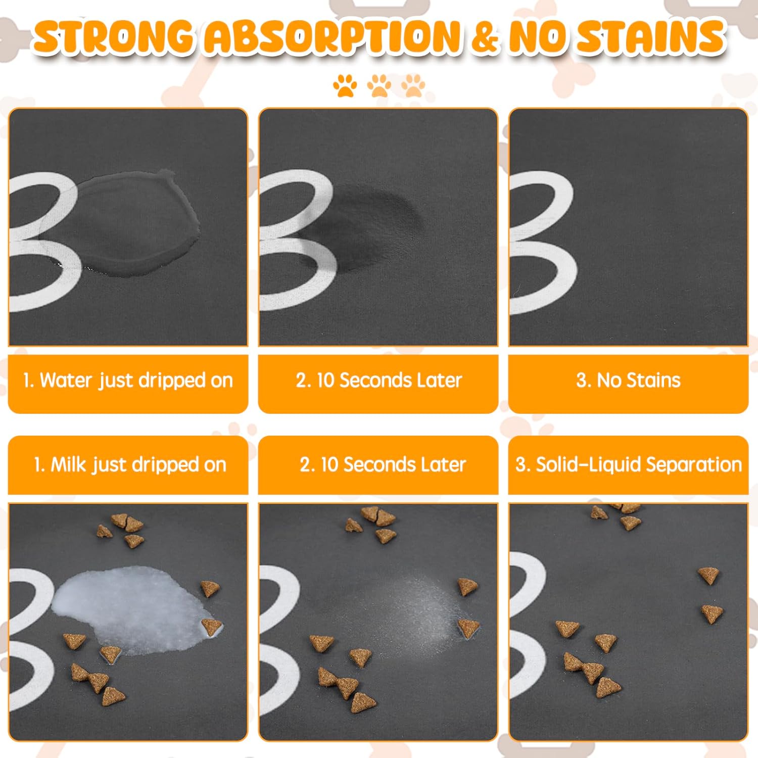 Dog Food Mat, 36" x 24" Extra Large Absorbent Dog Mat for Food and Water, Non Skid Cat Bowl Mat, No Stains Quick Dry for Pet Water Dispenser Pet Supplies for Messy Drinkers