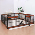 Dog Playpen, 35.4" Height Dog Pen Indoor, Heavy Duty, Safe and Sturdy, Furniture Style Puppy Pen (12 Panels (35.4" High), Mahogany)