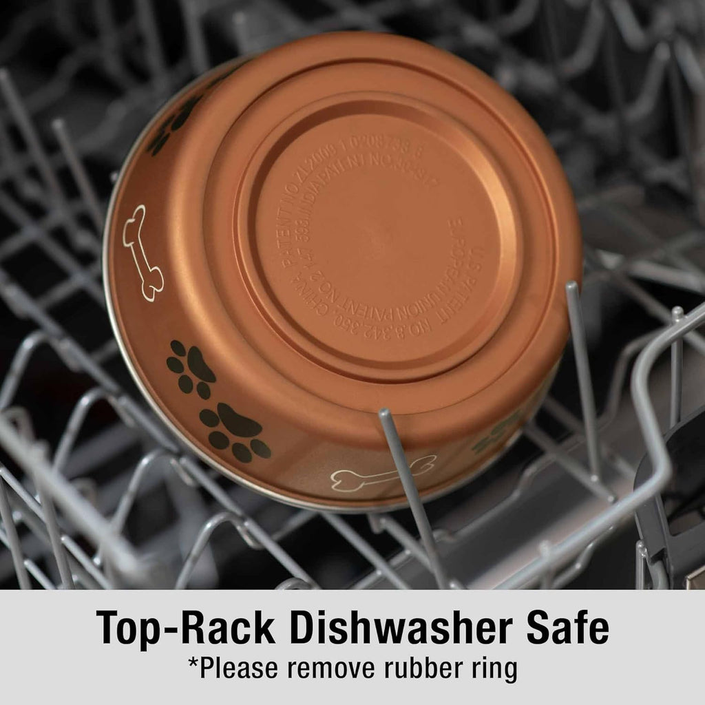 Loving Pets Bella Dog Bowls- Stainless Steel Dog & Cat Bowls - Spill Proof Dog Food Bowl, Cat Bowl, Puppy Essentials & Pet Supplies Great for Home & Travel (Large 35-65 lbs, Copper)