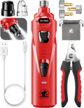 Dog Nail Grinder with 2 LED Lights Powerful 2 Speeds Super Quiet Dog Nail Trimmers with 3 Grinding Wheels Rechargeable Pet Dog Nail Clippers for Large Medium Puppy Dogs Dog Nail File Cat Nail Clipper