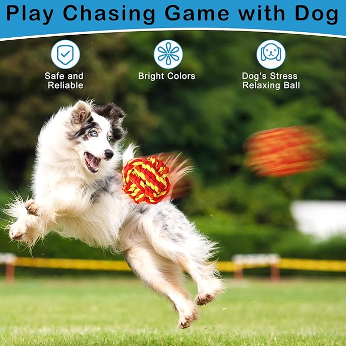 12 Pcs Large Dog Rope Ball for Aggressive Chewer 3.54 Inches Dog Rope Chew Toy for Medium Large Breeds Ball Dental Pack for Teething Chew Biting Training