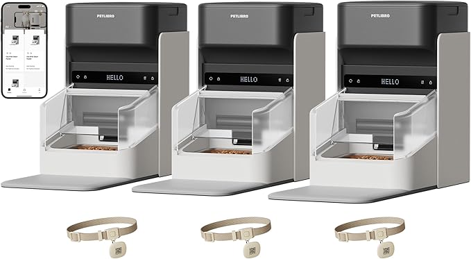 PETLIBRO RFID Cat Feeders for 3 Cats, Collar Tag for Personalized Meals, Cats Recognition, Diet Tracking and Anti-Stealing for Multi-Pets Homes and Different Diets, Wi-Fi Automatic Cat Food Dispensers