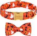 Unique style paws Halloween Dog Collar with Bow Tie Cotton Adjustable Puppy Collar for Small Medium Large Dogs-S