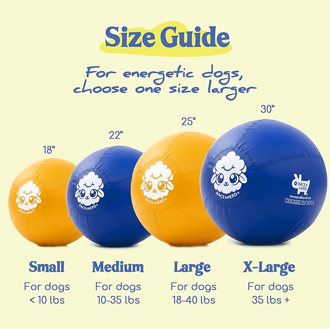 Race&Herd 18" Original XXL Herding Ball for Dogs - Herding Toys, Giant Dog Ball for Australian Shepherds, Border Collies - Durable Dog Outdoor Training Toy for Small Breeds (Blue)