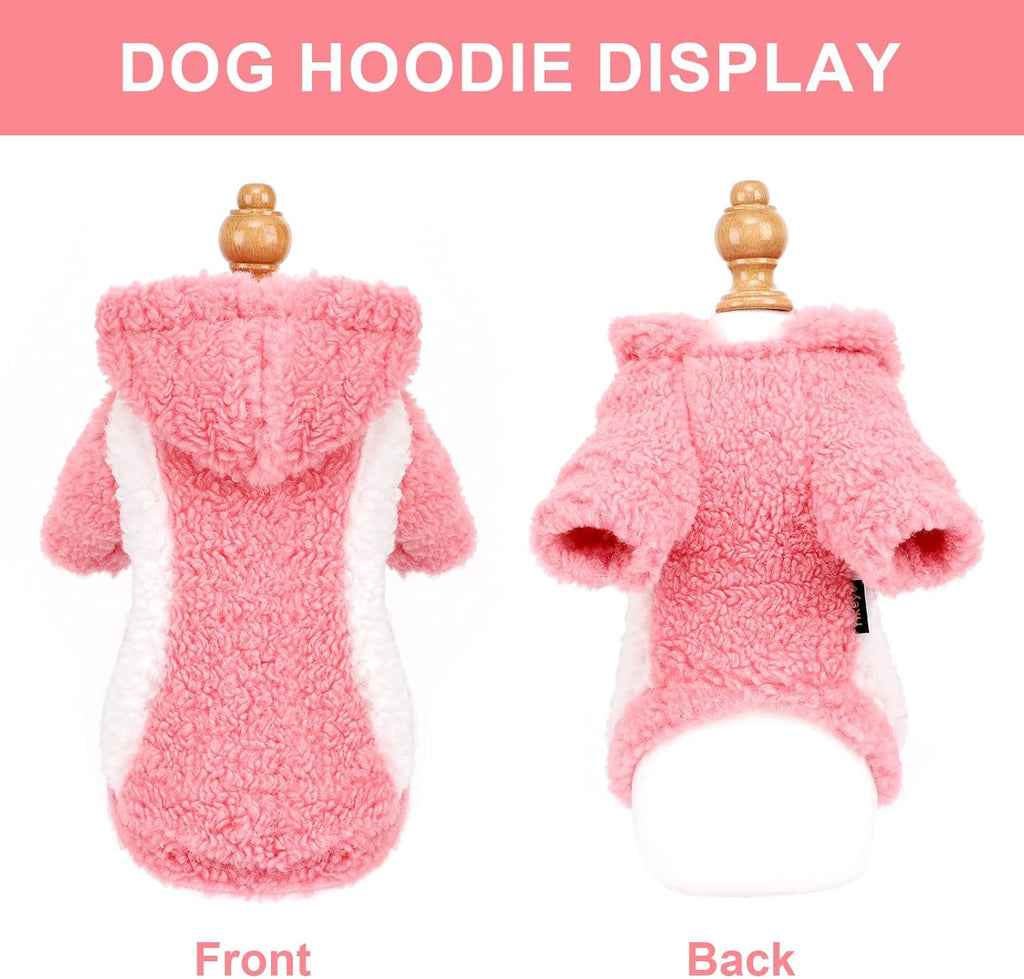 YIKEYO Dog Hoodie Pet Clothes Sweater with Hat Soft and Warm Cold Weather for Small Patchwork Hood(Pink, XS)