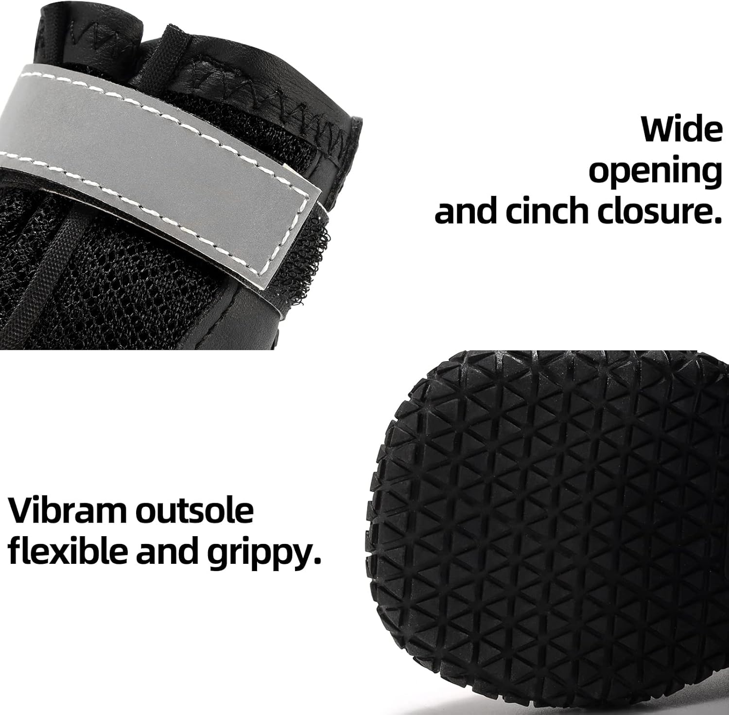 Hcpet Dog Boots for Large Dogs, Dog Shoes for Hot Pavement Winter Snow, Paw Protector Dog Booties Designed for Comfort and Breathability, Outdoor Booties for Small Medium Dogs for Hiking Black Size 1