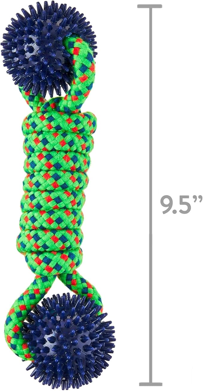 Durable Rope and Spikey Ball Dog Toy - Interactive Tug and Chew Toy for Moderate Chewers, Rope Ball Dog for Small and Medium, Puppy Tug Engaging. (Pack of 2)
