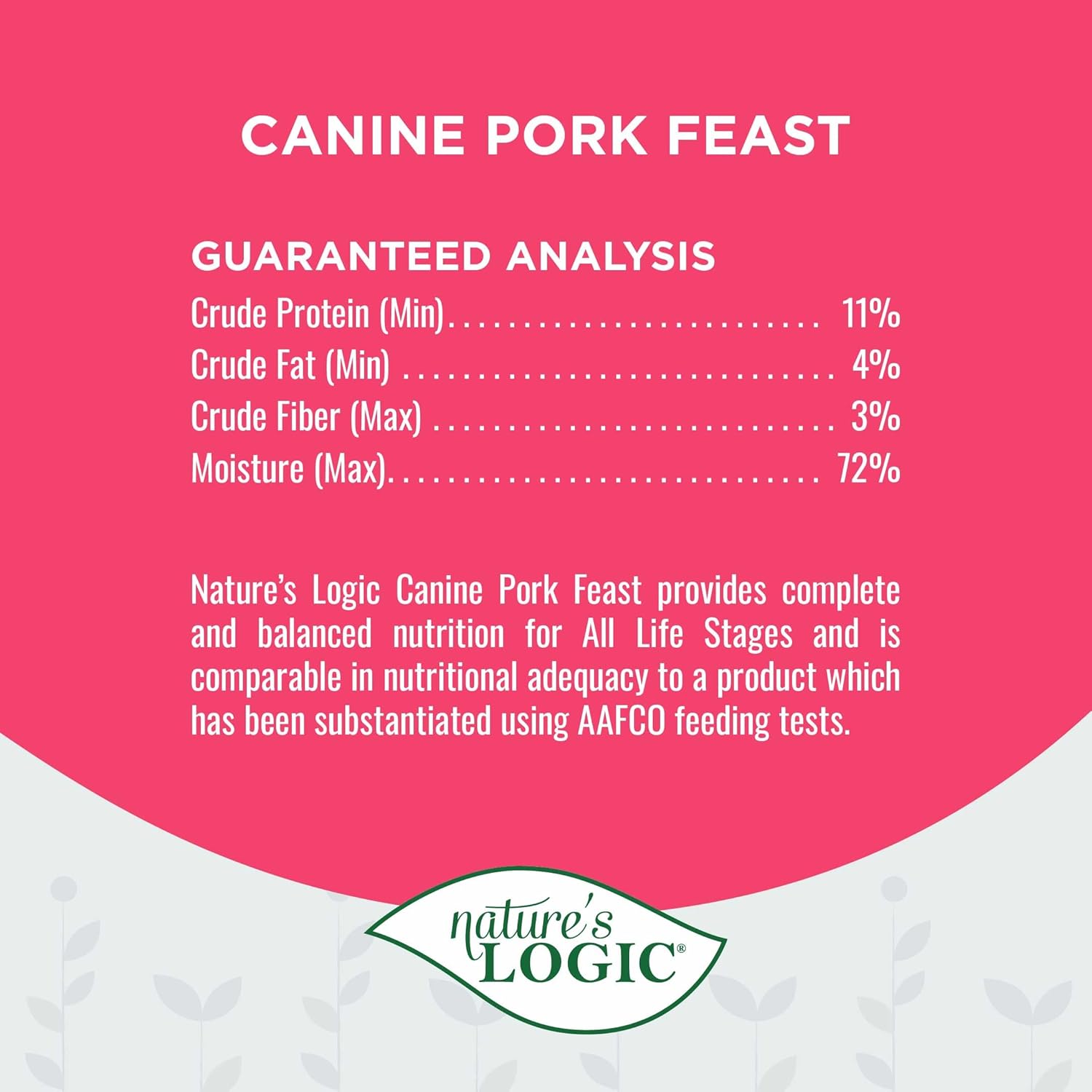 Nature's Logic Grain-Free Canned Dog Food - 95% Animal Proteins - 100% Natural Wet Dog Food Cans - No Common Allergens - All Life Stages - Ideal for Sensitive Dogs - Pork (13.2 oz, 12 Pack)