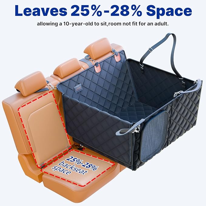 Convertible Back Seat Extender for Dogs, Foldable 400lbs Hard Bottom Dog Car Seat Cover for Back Seat, Waterproof Dog Hammock Bed Backseat Cover for Dogs in Car SUV Truck Pet Seat Cover Black M