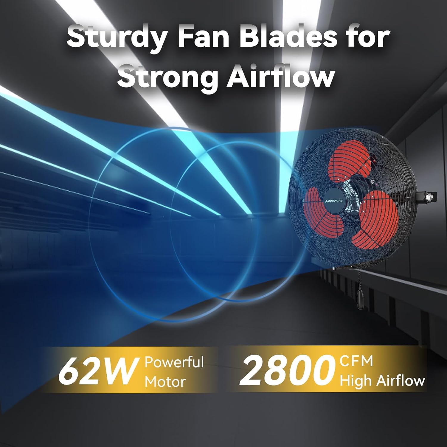 12 Inch Wall Fan Pro Series - Indoor High Velocity Wall Mount Fan for Commercial, Residential, Warehouse, Covered Patio, Shop, Garage, Barn, Gazebo 3 Speed 2800 CFM UL Safety Listed