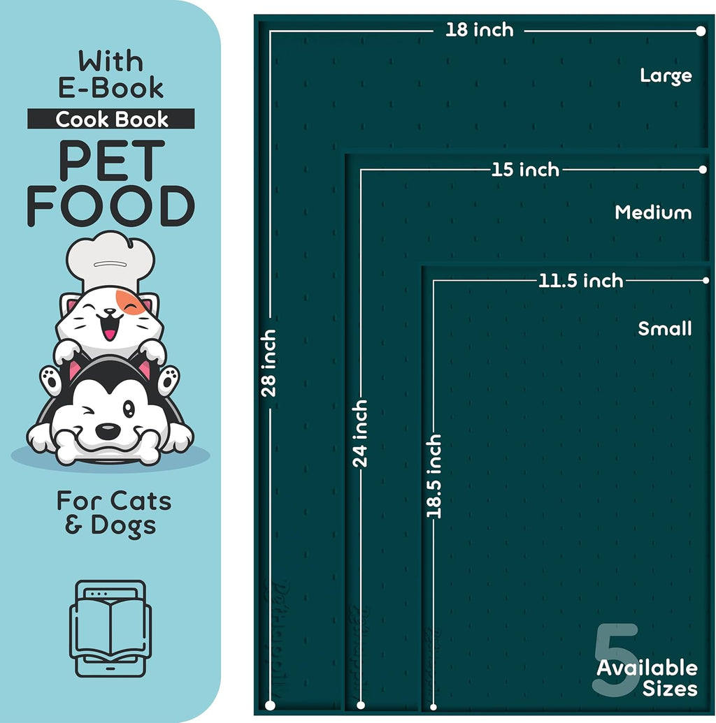Dog Food Mat - 24x15 Raised Edges Dogs Mat for Food and Water Prevent Spill, Waterproof Cat Food Mats Protect Floors, Easy Clean Dog Bowl Mats for Food and Water, Silicone Pet Feeding Placemats
