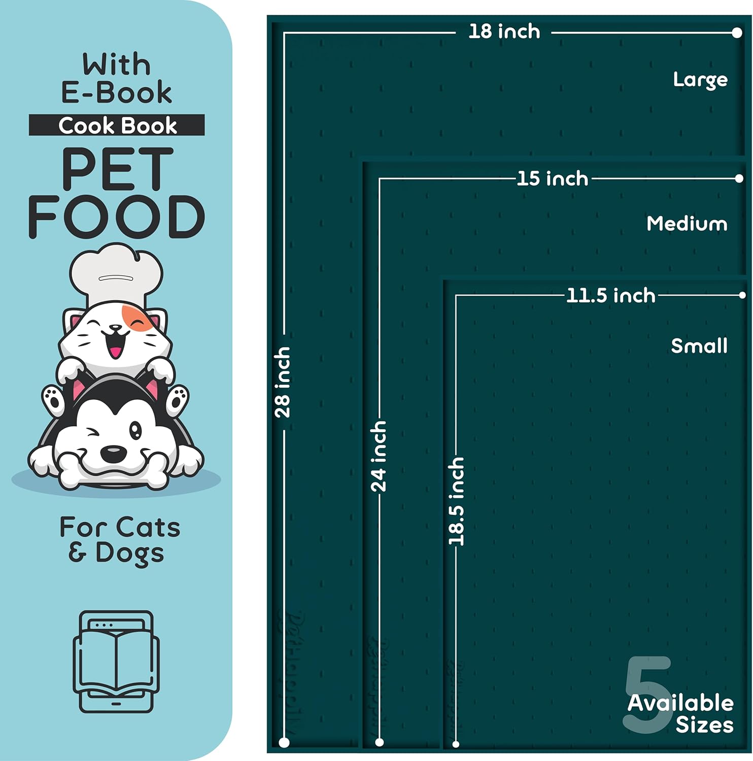Dog Food Mat - 24x15 Raised Edges Dogs Mat for Food and Water Prevent Spill, Waterproof Cat Food Mats Protect Floors, Easy Clean Dog Bowl Mats for Food and Water, Silicone Pet Feeding Placemats