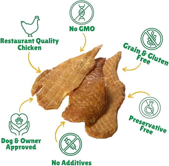 Lucky Premium Treats Chicken Jerky Fillets – Chicken Jerky Dog Treats Made with Sliced Lean Dehydrated Chicken Breast (13 oz)