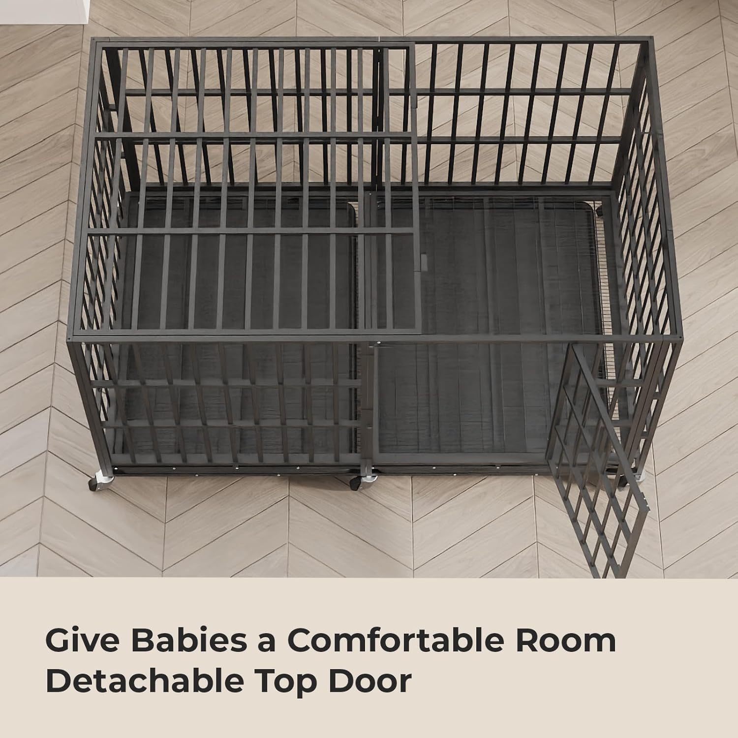 78 Inch Heavy Duty Indestructible Dog Crate Steel Escape Proof, Indoor Double Door High Anxiety Cage, Kennel with Wheels,Removable Tray,Extra Large Dogs XL XXL XXXL