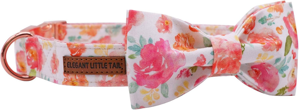 Elegant little tail Dog Collar with Bow, Cotton & Webbing, Bowtie Dog Collar, Adjustable Dog Collars for Small Medium Large Dogs and Cats